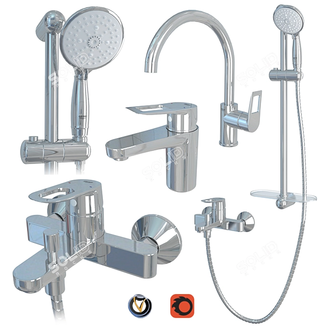 GROHE BauLoop Faucet Set: Innovative Design & Superior Functionality 3D model image 1