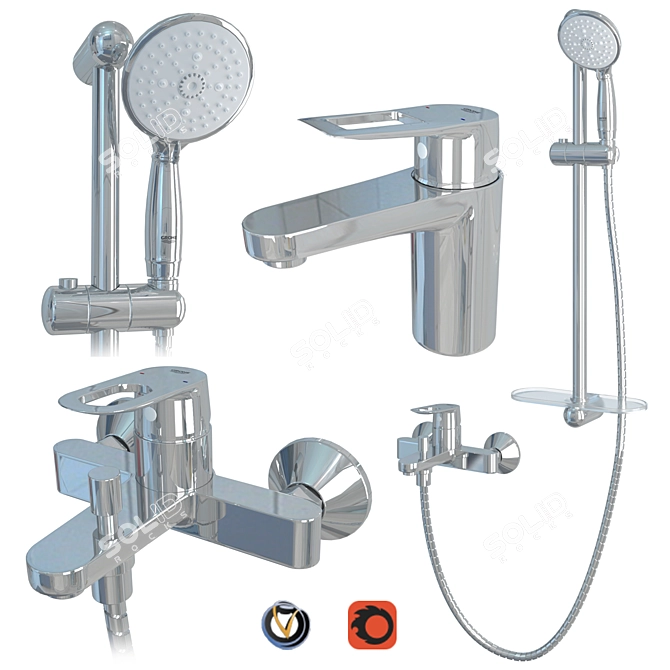 GROHE BauLoop Faucet Set: Innovative Design & Superior Functionality 3D model image 6