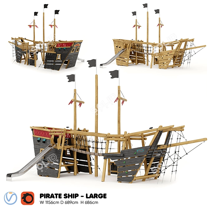 Kompan Pirate Ship: Large Playset 3D model image 1