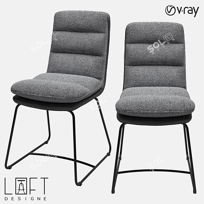 Modern Metal and Fabric Chair 3D model image 1
