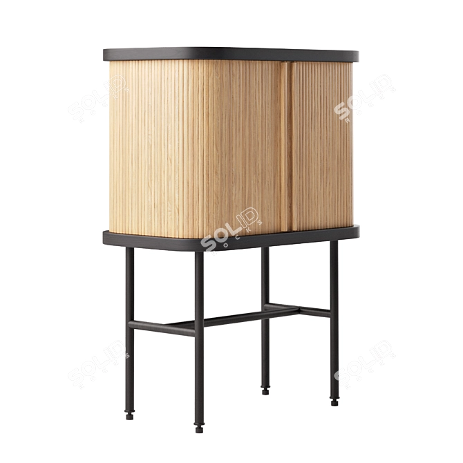 Modern Rustic Jalousie Bedside Table 3D model image 3