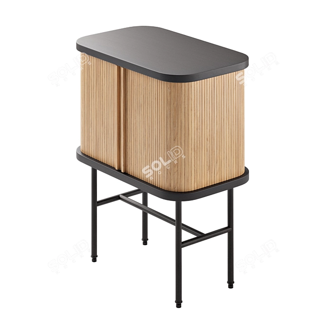 Modern Rustic Jalousie Bedside Table 3D model image 4