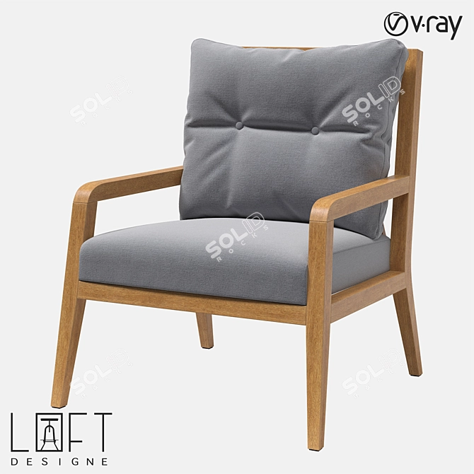 Modern Wooden Chair: LoftDesigne 3677 Model 3D model image 1