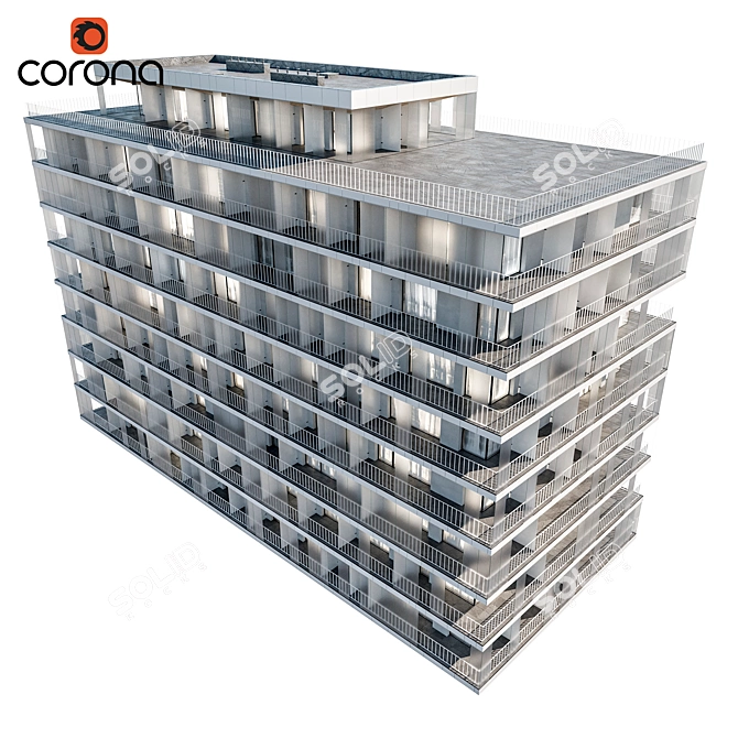 Modern Residential Building 3D Model 3D model image 3