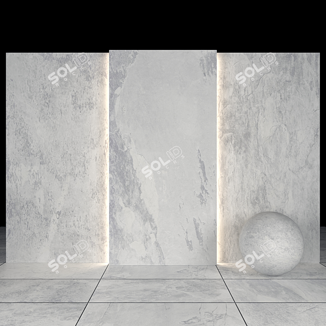 Alda White Stone: Elegant & Versatile Slabs and Tiles 3D model image 1