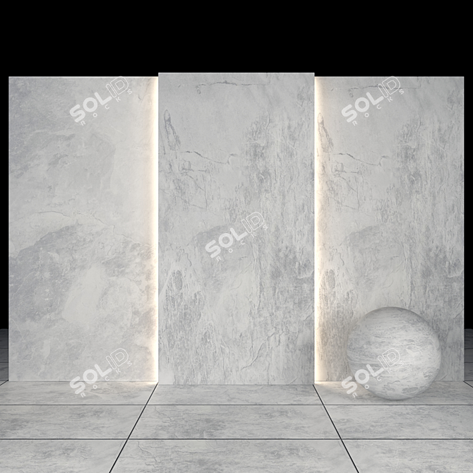 Alda White Stone: Elegant & Versatile Slabs and Tiles 3D model image 2