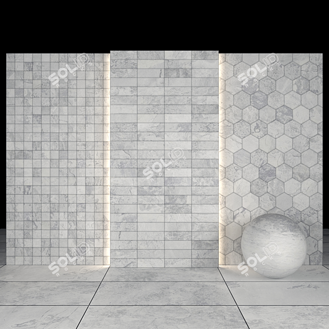 Alda White Stone: Elegant & Versatile Slabs and Tiles 3D model image 3