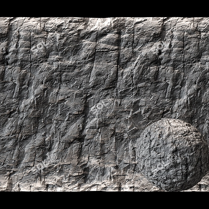 Seamless Stone Cliff Wall 3D model image 1