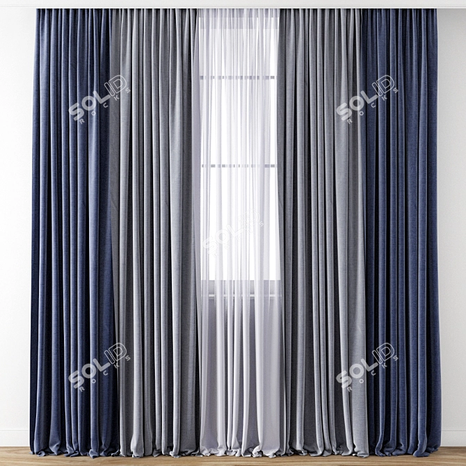 Exquisite Drapery: Detailed Curtain 3D model image 1