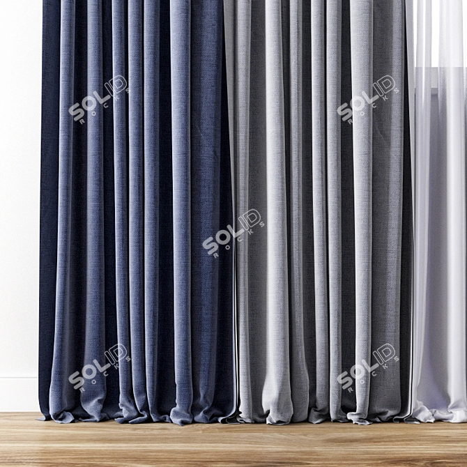 Exquisite Drapery: Detailed Curtain 3D model image 2