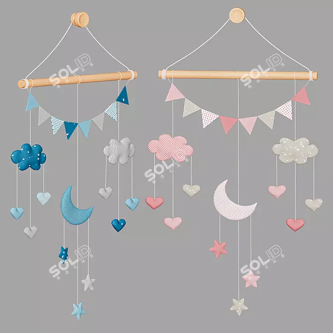 Dreamy Boho Nursery Mobile 3D model image 2