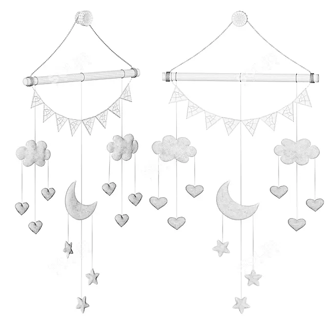 Dreamy Boho Nursery Mobile 3D model image 3