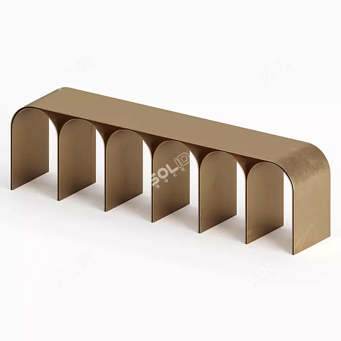 Minimalist Brass Arch Bench 3D model image 1