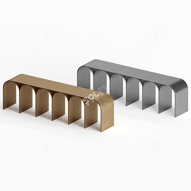 Minimalist Brass Arch Bench 3D model image 3