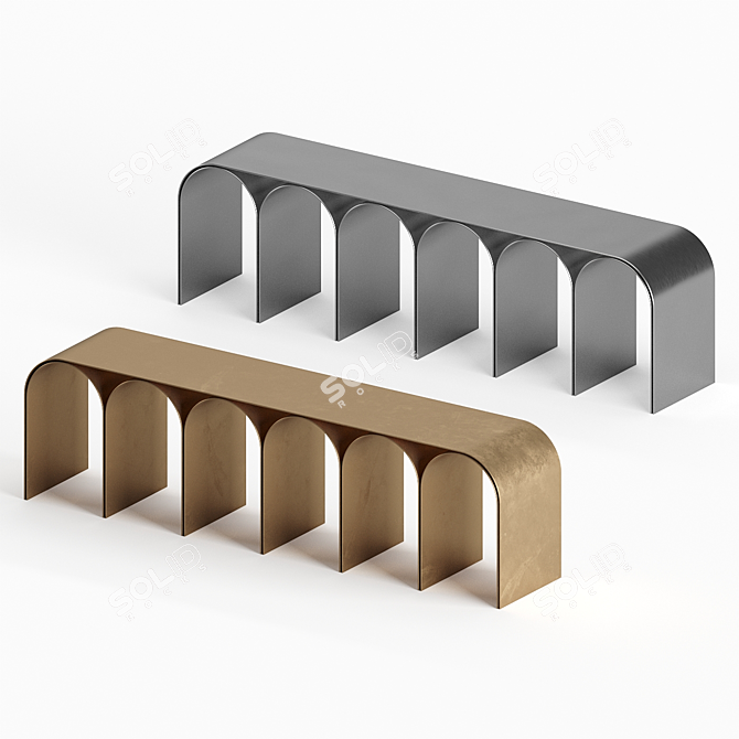 Minimalist Brass Arch Bench 3D model image 5