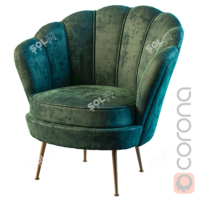 Velvet Green Garda Decor Armchair 3D model image 1