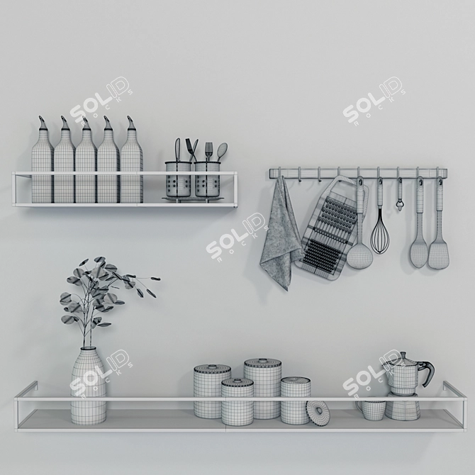 Modern Kitchen Essentials Set 3D model image 4