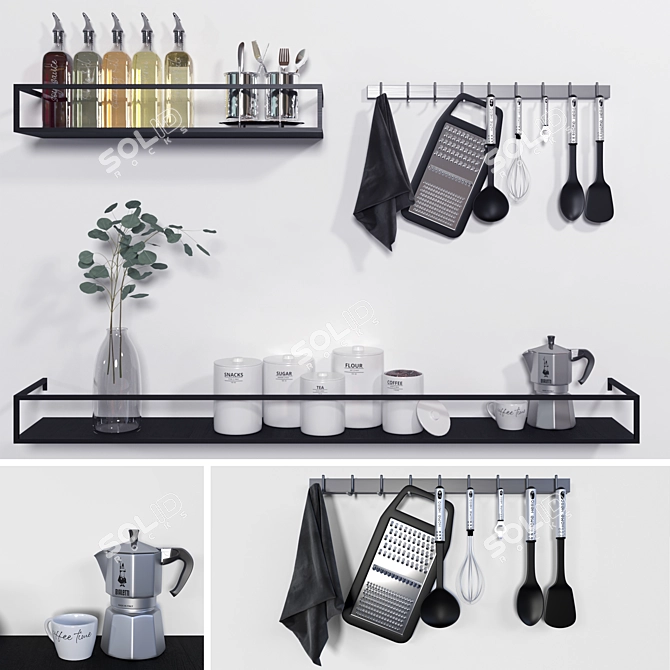 Modern Kitchen Essentials Set 3D model image 8