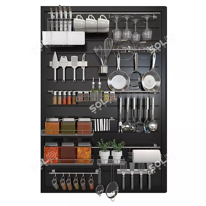 Premium Kitchen Accessories Set 3D model image 1