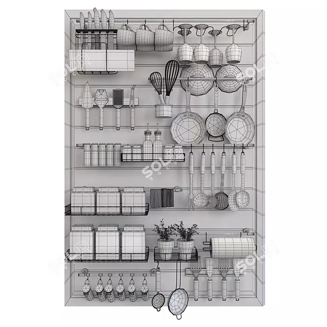 Premium Kitchen Accessories Set 3D model image 4