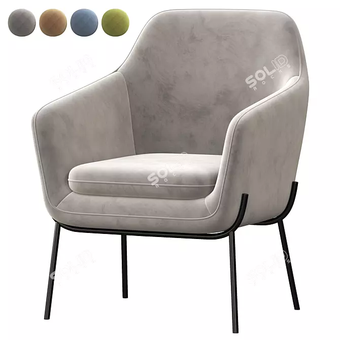 Sleek Trim Armchair 3D model image 1