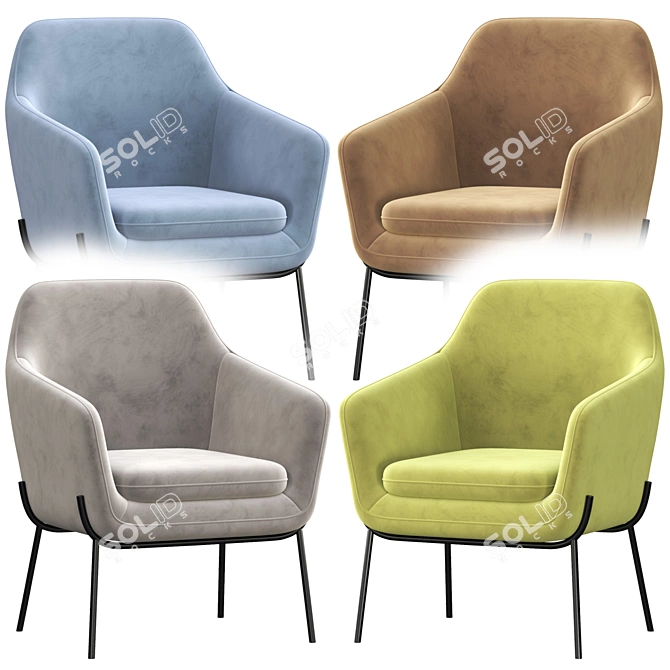 Sleek Trim Armchair 3D model image 2