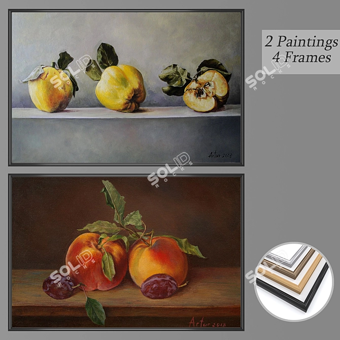 Modern Wall Art Set with 2 Paintings 3D model image 1