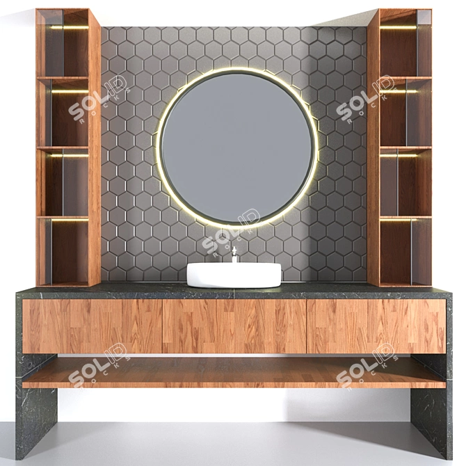 Modern Bathroom Furniture Set 3D model image 1