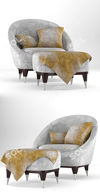 Elegante Nubuck Modern Armchair 3D model image 2