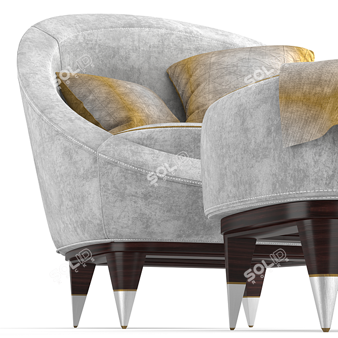 Elegante Nubuck Modern Armchair 3D model image 4