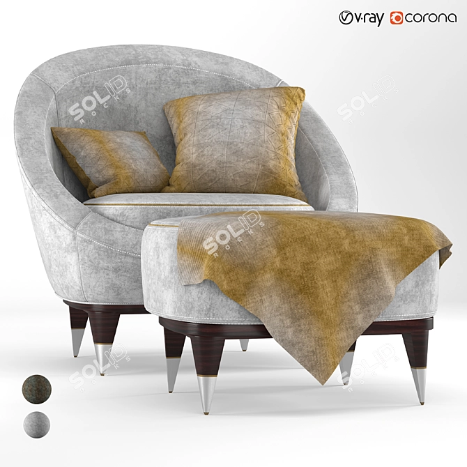 Elegante Nubuck Modern Armchair 3D model image 5