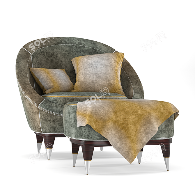 Elegante Nubuck Modern Armchair 3D model image 7