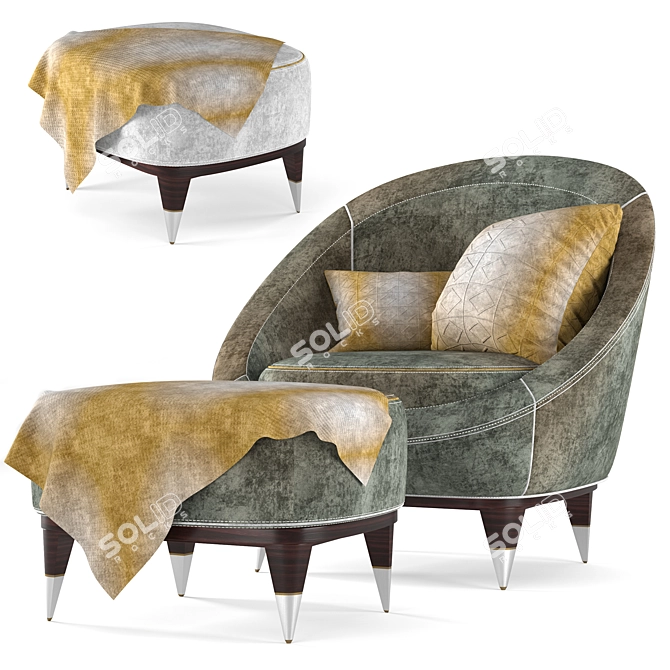 Elegante Nubuck Modern Armchair 3D model image 8