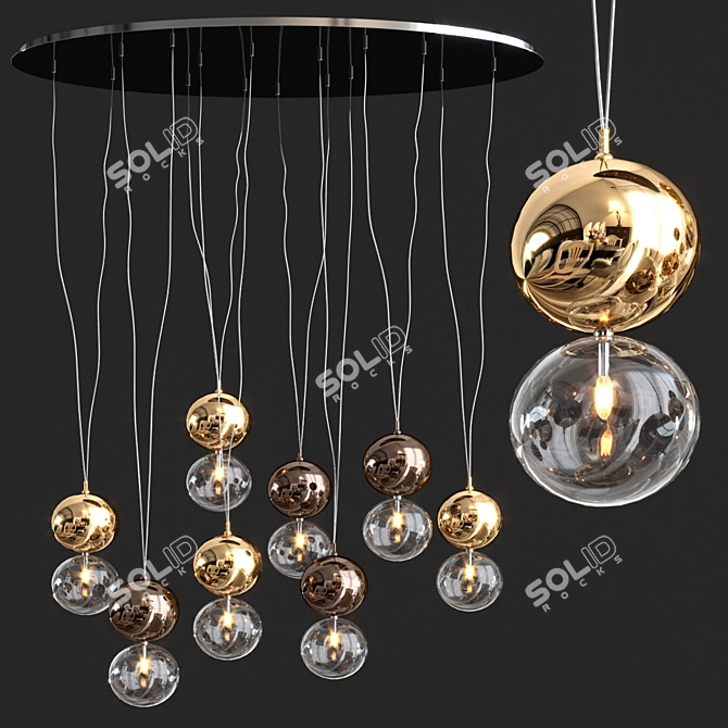 Stunning Apollo Chandelier: A Favaretto Masterpiece 3D model image 1