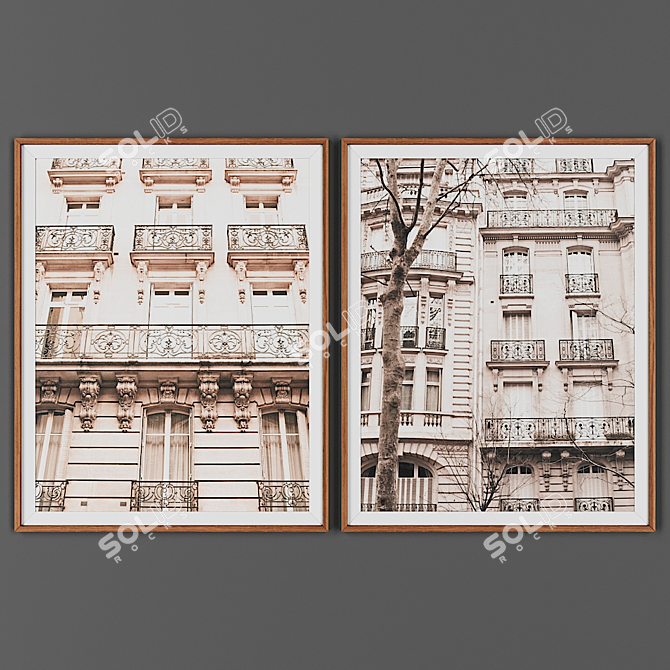 Wooden Frame Picture Set 3D model image 1