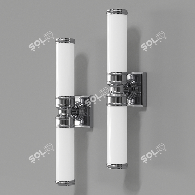 Feiss Payne2 Bath: Contemporary Chrome & Glass Bathroom Sconce 3D model image 2