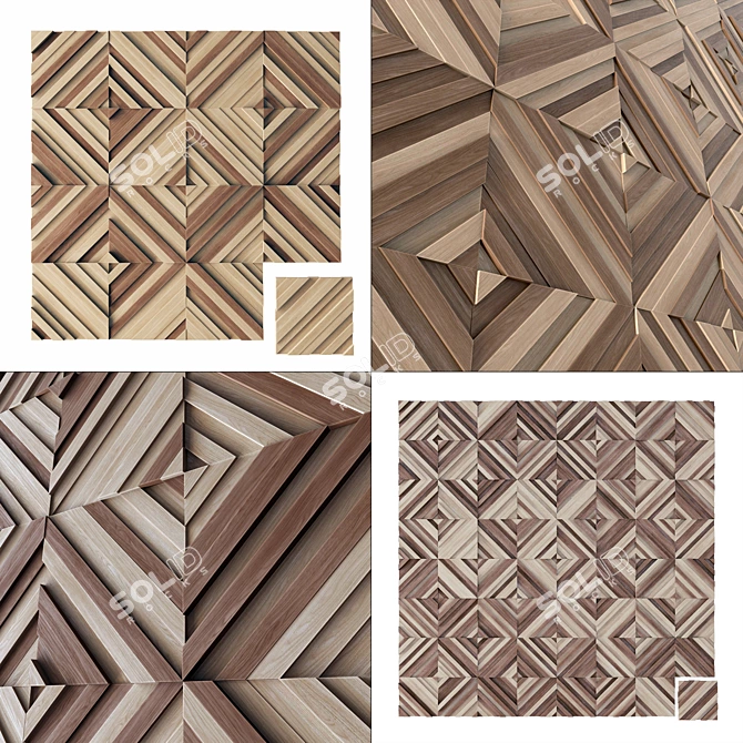 Panel Wood Rail Angle N1 - High-Quality Textured Geometry for 3D Rendering 3D model image 1