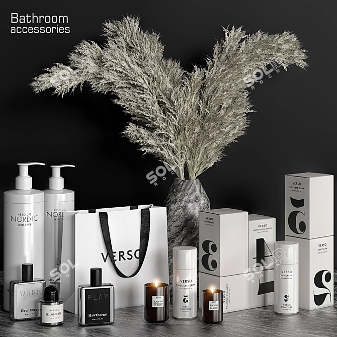 Modern Bathroom Accessories Set 3D model image 1