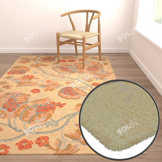 Luxury Rug Set: 3 High-Quality Textures 3D model image 5