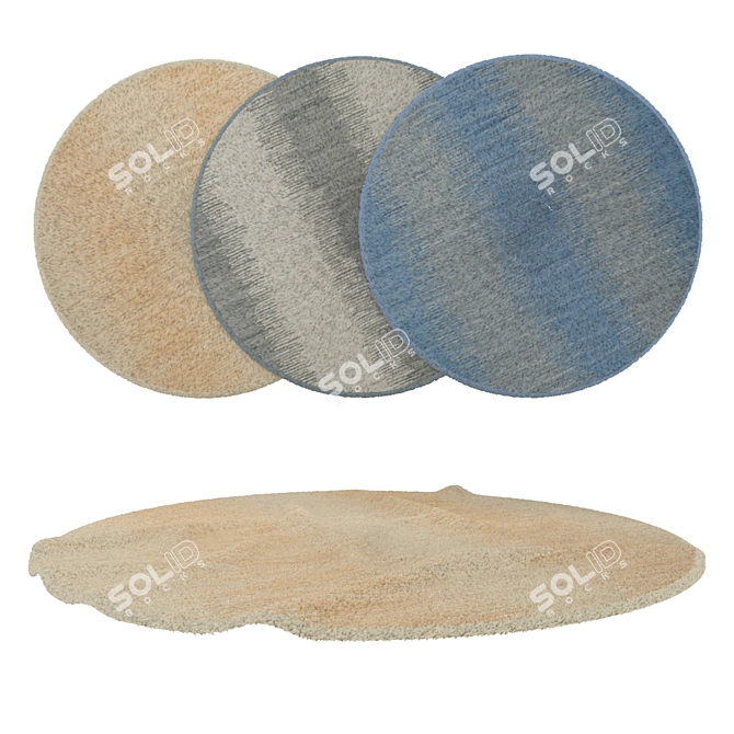 Title: Versatile Round Carpets Set 3D model image 1