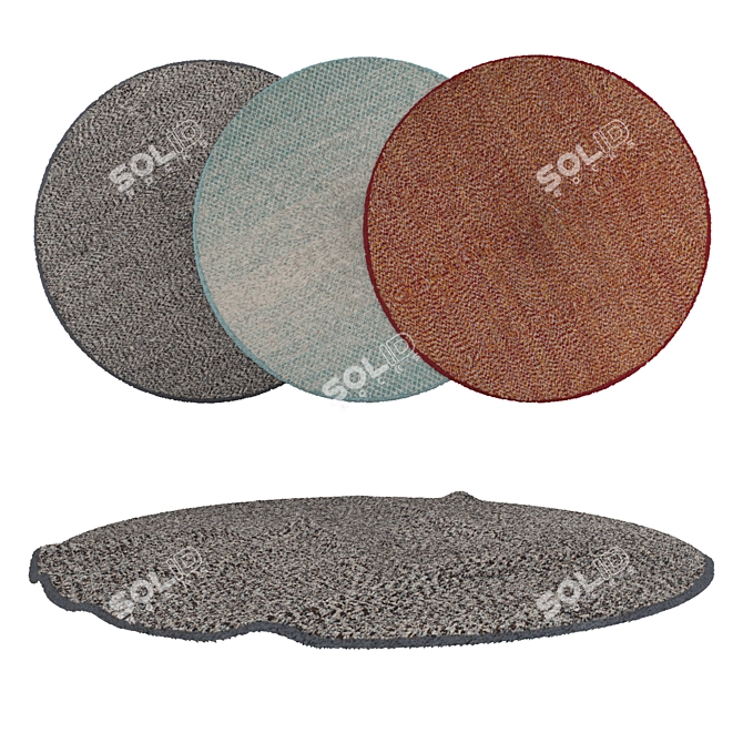 Round Carpet Set - 6 Unique Designs 3D model image 1