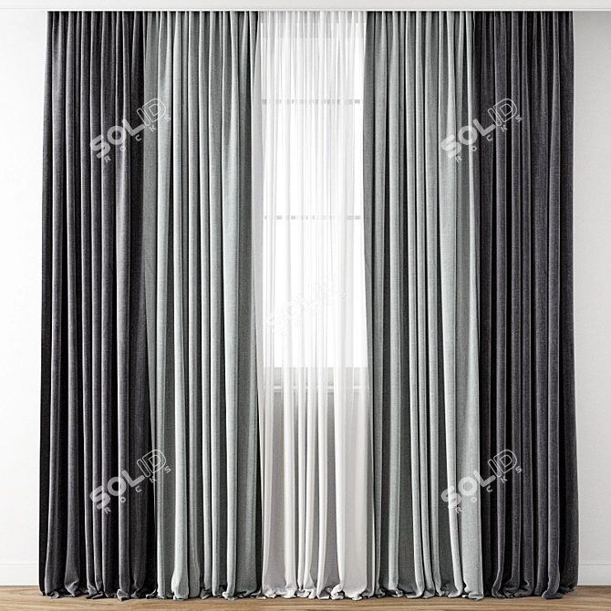 Elegant Curtain Design 3D model image 1