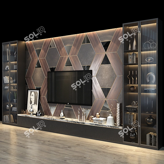 Sleek TV Shelf Set by Studia 54 3D model image 3