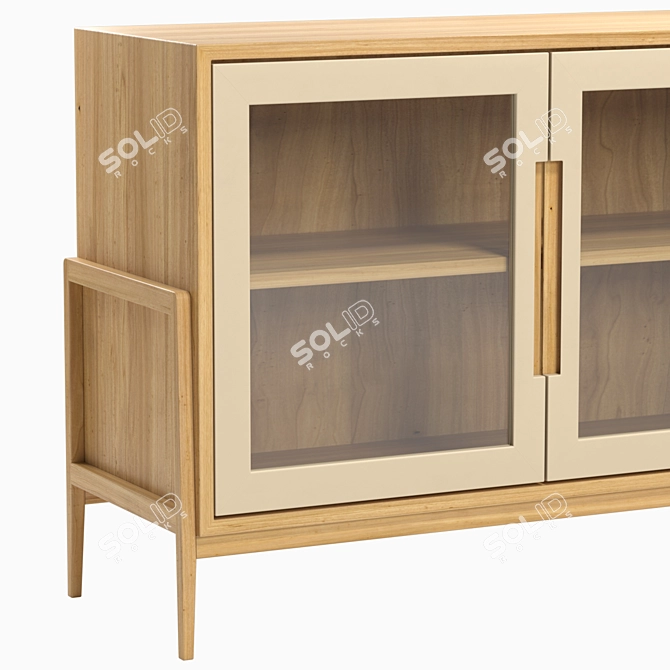 Modern Black Showcase: 105x78x40 cm 3D model image 3