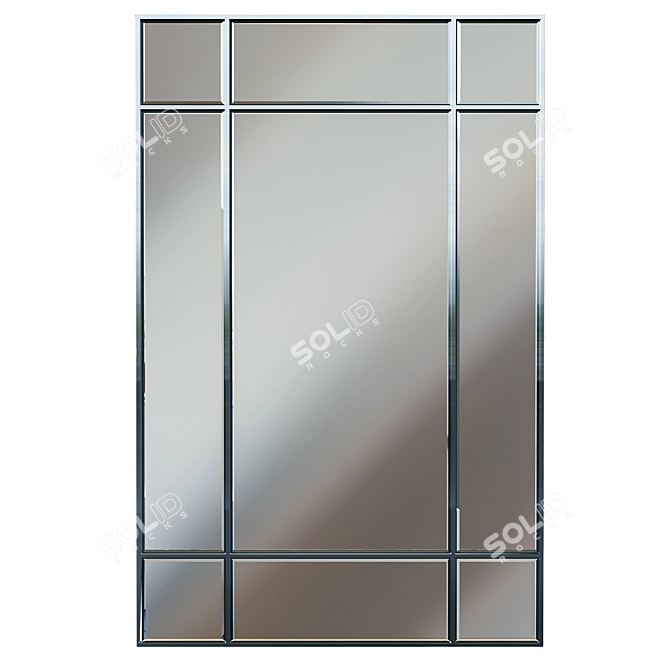 Elegant Chrome Rectangular Mirror 3D model image 1