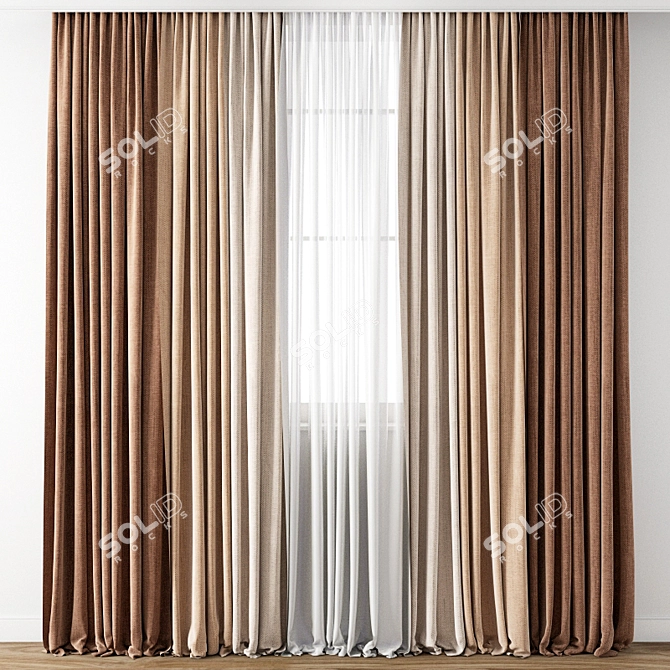 Elegant Curtain Model with Textures 3D model image 1