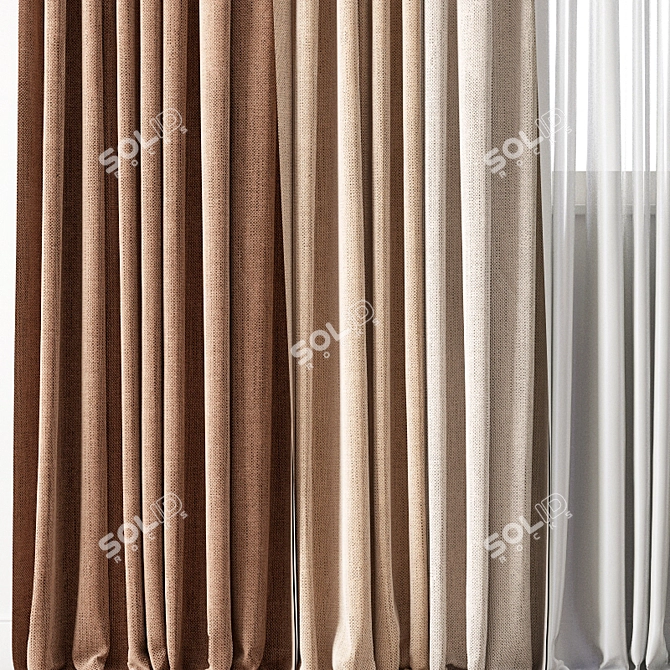 Elegant Curtain Model with Textures 3D model image 2