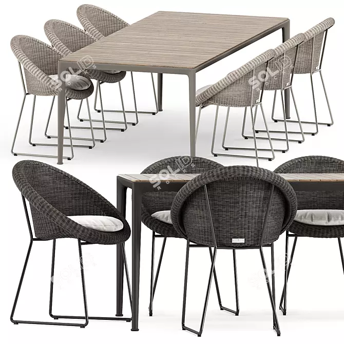 Sleek Outdoor Combo: Gigi II Armchair & Mirto Outdoor Table 3D model image 1