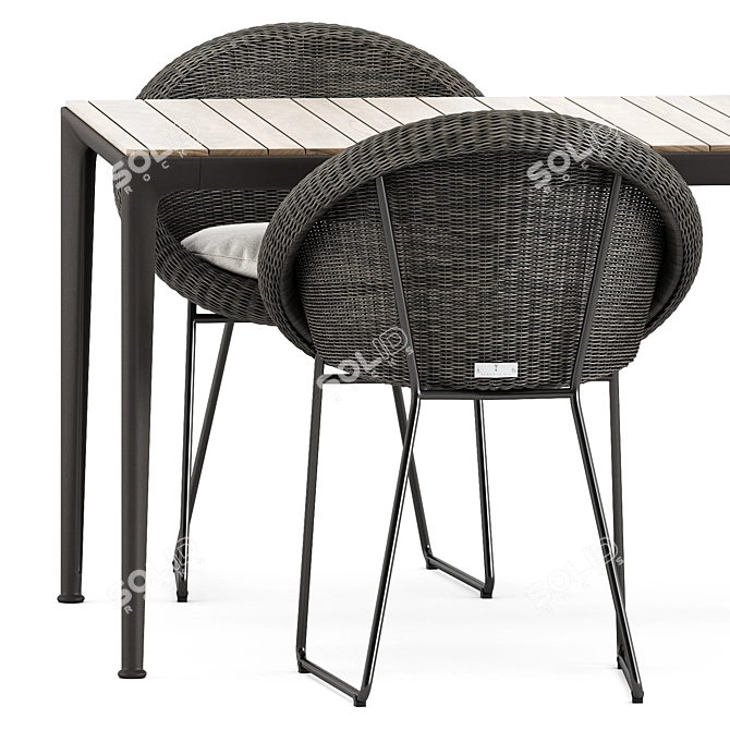 Sleek Outdoor Combo: Gigi II Armchair & Mirto Outdoor Table 3D model image 3