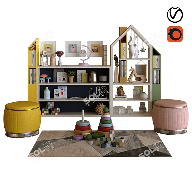 Modern Children Decor Set 3D model image 1